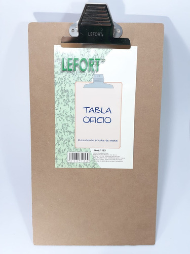 Tabla Sujeta Documentos Con Clip Metálico, Tamaño Oficio.