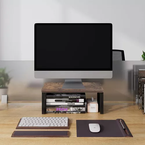 1 soporte para monitor de 15,7 pulgadas, elevador de soporte para monitor  de escritorio de computadora de madera, soporte de escritorio para  computadora portátil, computadora, IMac, PC, impresora, para el hogar y