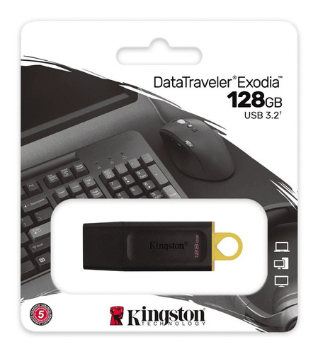 Flash Memory Kingston De 128gb Exodia Usb 3.2 Color Negro