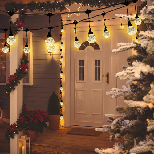 Guirnalda Guía Luces Led - Blanco Cálido Esfera Cristal Deco