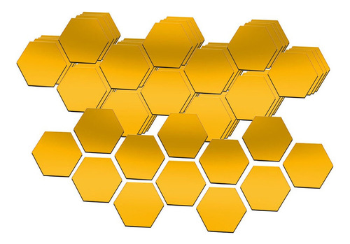 60 Piezas 3d Pegatinas De Pared De Espejo Hexagonal