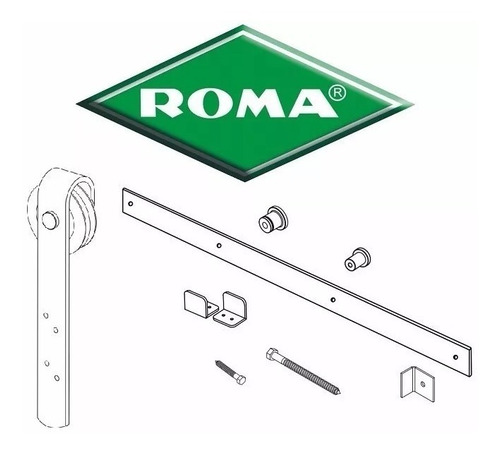 Imagen 3 de 8 de Kit Puerta Colgante Magazino 2 M Roma Curvo Negro Establo