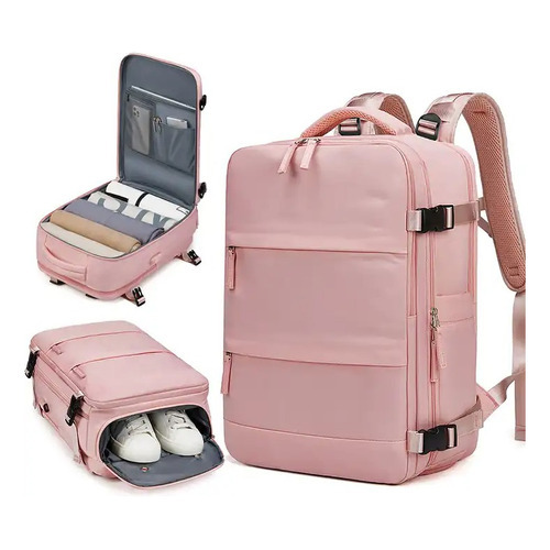 Mochila viaje Bison Carry On color rosa diseño lisa 23L