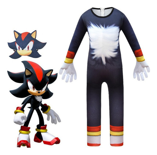 Disfraz Cos Para Shadow The Hedgehog De Sonic Halloween Niño