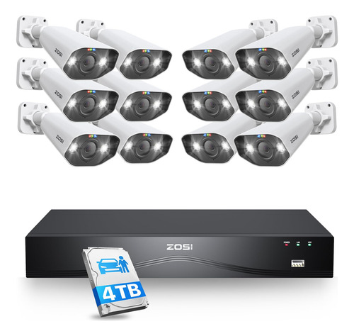 Zosi Sistema De Camara De Seguridad Poe 4k De 24 Canales, De