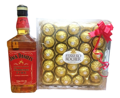 Jack Daniels Fire + Ferrero Rocher De 24un,regalo Ideal