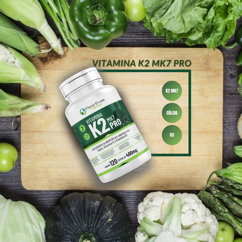 Vitamina K2 Mk7 100mcg Vit. D3 2.000ui + Calcio C/120 Cáps. Sabor Sem Sabor