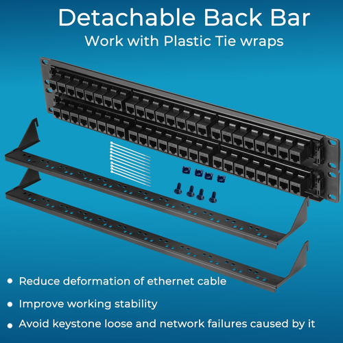 Rapink Panel De Conexiones De 48 Puertos Cat6 Con Soporte K.