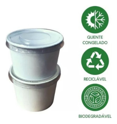 50 Potes Papel Biodegradável Sorvete E Açaí 50 Ml C/ Tampa