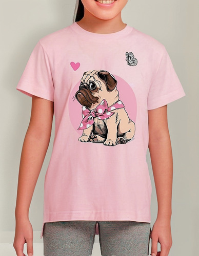 Polera Estampada 100%algodón Niña Perrita Pug Exclusiva