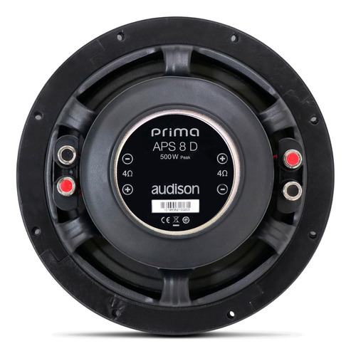 Subwoofer Audison Aps 8d 8 250w Rms 4 + 4 Ohms Bobina Dupla Cor Preto