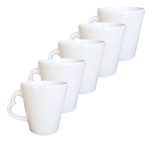 5 Tazas Conicas Asa Corazon Cerámica Café Te -