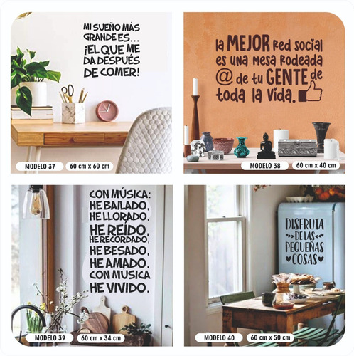Imagen 10 de 10 de Vinilo Decorativo Frases Para Pared Adhesivos Varios Modelos