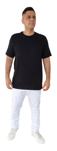 Camiseta Hering Algodão Básica Logo Bordado Preto Masculina