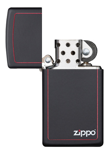 Imagen 3 de 10 de Encendedor Zippo Lighter Slim Black Matte Red Border Negro