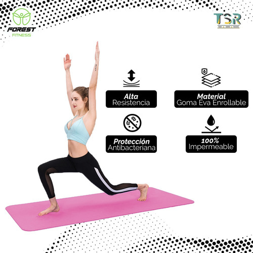 Imagen 3 de 8 de Yoga Mat Colchoneta Forest Fitness Liviana Enrollable 4mm