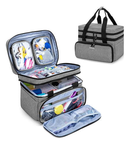 Organizador De Costura Doble Capa Con Bolsas Desmontables