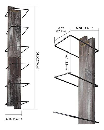Toallero Rústico De Madera Y Metal 6 Niveles Para Baño