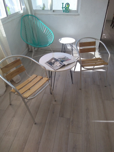 Silla Aluminio Y Madera Apilable