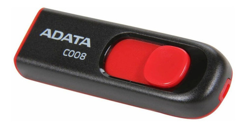 Memoria Usb Adata C008, 64gb, Usb 2.0, Negro/rojo