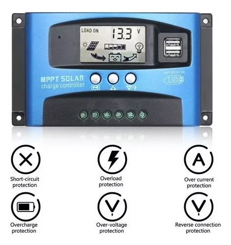 Controlador Solar Dual Usb 100a Mppt Pantalla Lcd