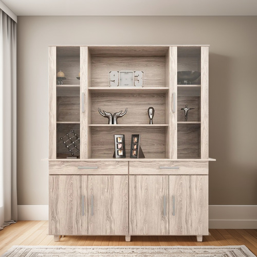 Modular Comoda Vajillero Orlandi 1,60 6 Puertas 2 Cajones Abedul 226