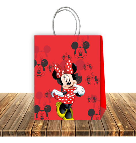 Pack 6 Bolsas De Papel Sorpresa Cumpleaños Minnie Mouse Roja