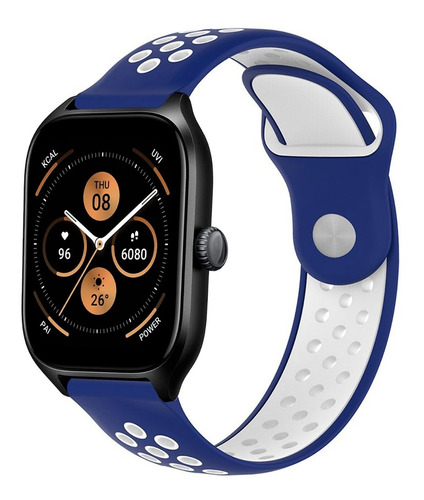 Correa Transpirable Premium Compatible Amazfit Gts 4 4 Mini Azul/blanco 2 Cm