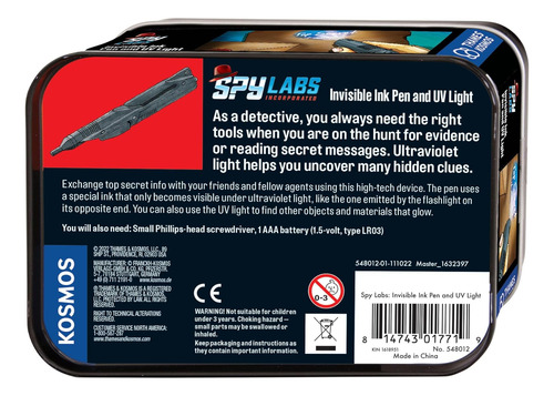 Thames & Kosmos Spy Labs Inclápiz De Tinta Invisible Y Luz U