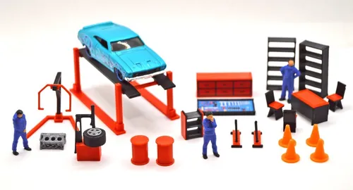 Accesorios Para Diorama Hot Wheels Taller Mec nico Rojo Env o gratis