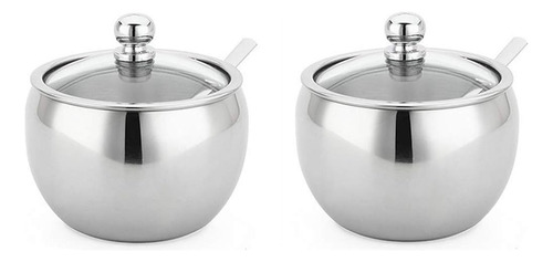 Hewnda 2 Pack 10 Oz Sugar Bowl De Acero Inoxidable, Sugar Bo