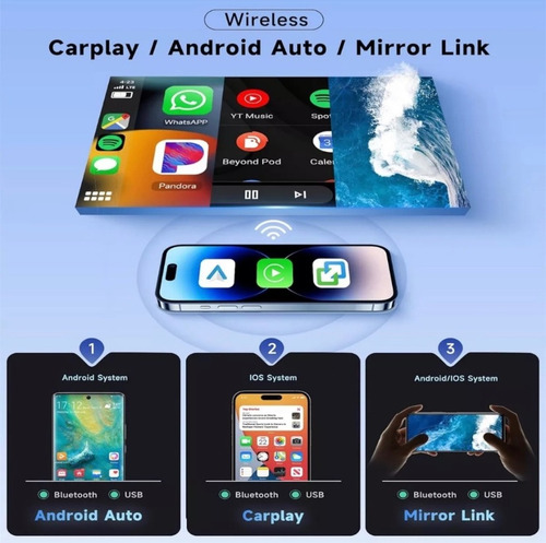 Autoestéreo Android Carplay 7 Pulgadas 2 Din Universal Negro