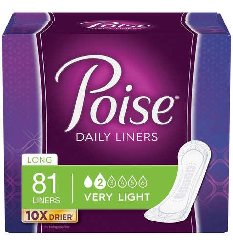 Poise Incontinencia Palangreros Largo Absorbente 81 Pack Msi