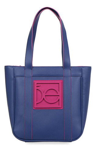 Bolsa Cloe Para Mujer Tote Con Maxi Rubber Asas Reforzadas Color Azul
