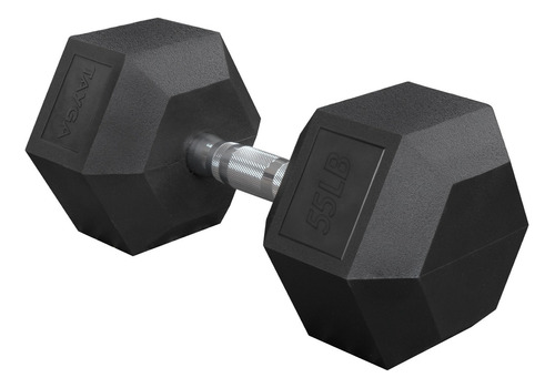 Mancuerna Hexagonal Caucho 55 Lb (24.75 Kg) Cross Gym 1 Pza Color Negro