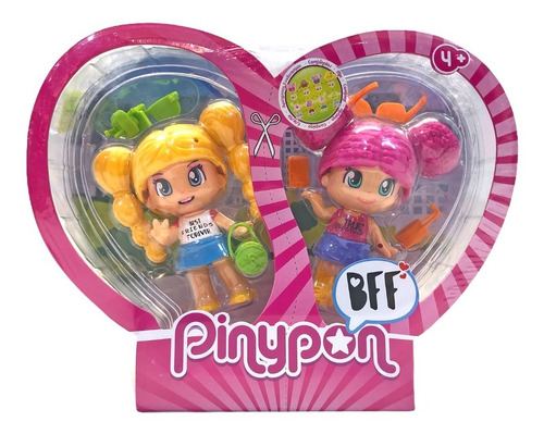 Pinypon 2 Figuras Mejores Amigas C/ Accesorios Original 5572 Pelo Rosa Y Rubia