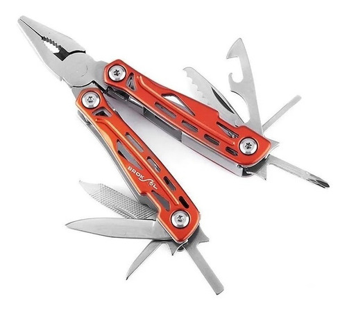 Pinza Multifuncion Brogas Broksol Camping 15 Herramientas Color Naranja