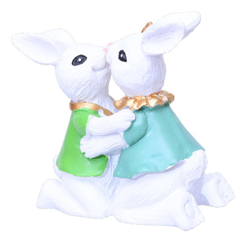 Figura Decorativa De Conejos Besándose De Pascua Para El