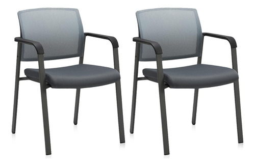 Juego De 2 Sillas Apilables Respaldo Malla Color Gris