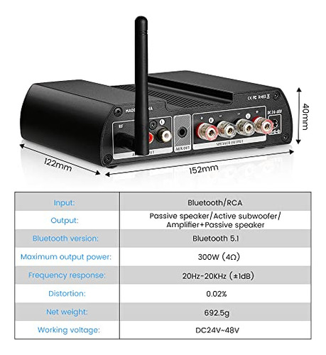 Amplificador De Potencia Aiyima A08 Pro Tpa3255 Bluetooth 5.