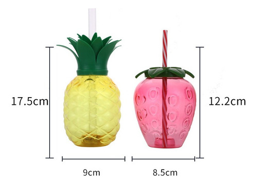 = Vaso De Bebida Fría Con Botella De Piña, Vaso Con Pajita