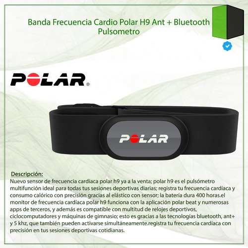 Imagen 5 de 10 de Banda Frecuencia Cardio Polar H9 Ant + Bluetooth Pulsometro
