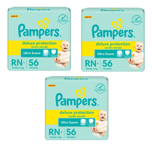 168 Pañales Pampers Deluxe Protection Rn+ 3 A 6kg 