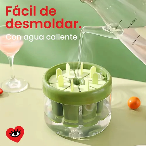 Molde Helado Verde Paleta 8 Unidades Plastico Fruta Crema Jugo