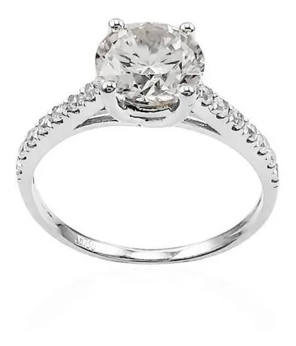 Oferta Anillo Oro Blanco 18k Solitario Con Diamantes Pe Cuotas