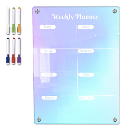 Tablero Acrílico De Color R Para Planificar La Semana, Con T