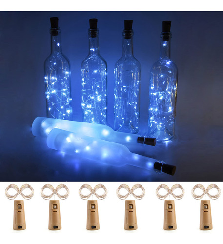 Luces Para Botellas De Vino Con Corcho, Paquete De 6 20 Luce