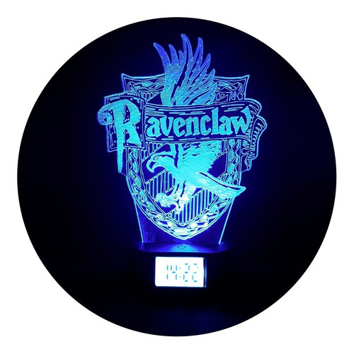 Lampara 3d Escudo Ravenclaw Base Reloj + Control + Pilas