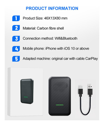Conexión Inalámbrica Carplay Plug And Play Fácil