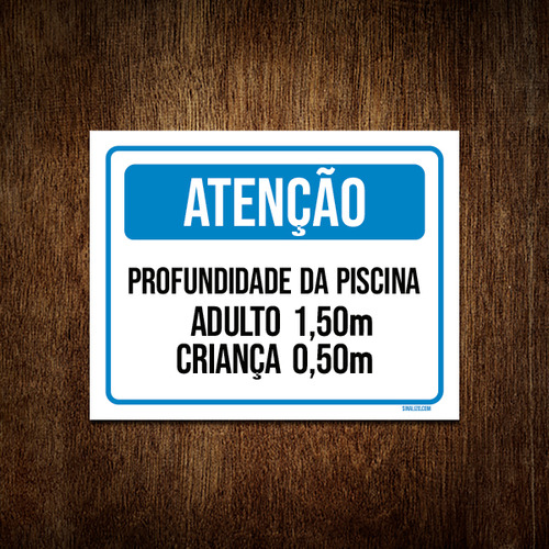 Placa Atenção Profundidade Azul Adulto Criança 27x35